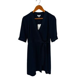 Claudie Pierlot Rosilea Marine Navy Blue Wrap Dress Short Sleeve Size 40 NEW